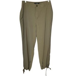 Lauren Ralph Lauren Olive Green Twill Tapered Tie Ankle Pants Womens 6
